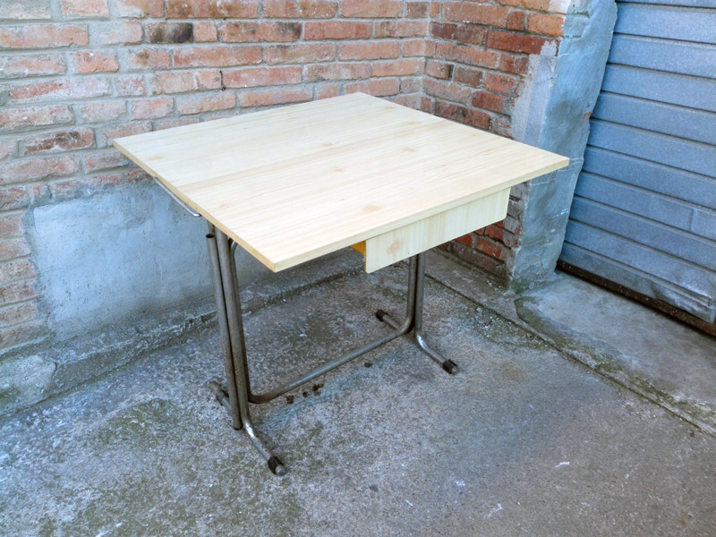 mesa plegable cocina+ taburete inox madera formica 78.5x80x40-80 1u 41.5x25x25 2u